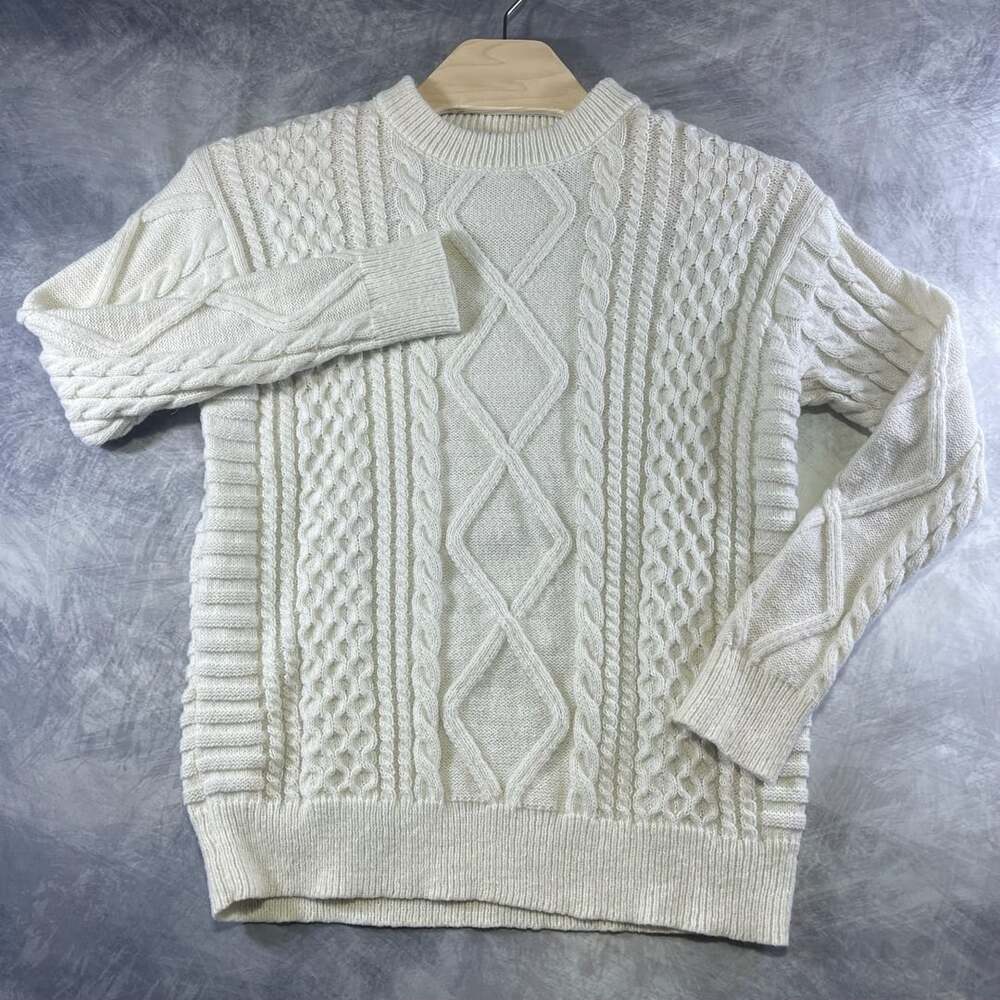 Aelfric Eden Cable Knit Sweater Size M White Crewneck Pullover